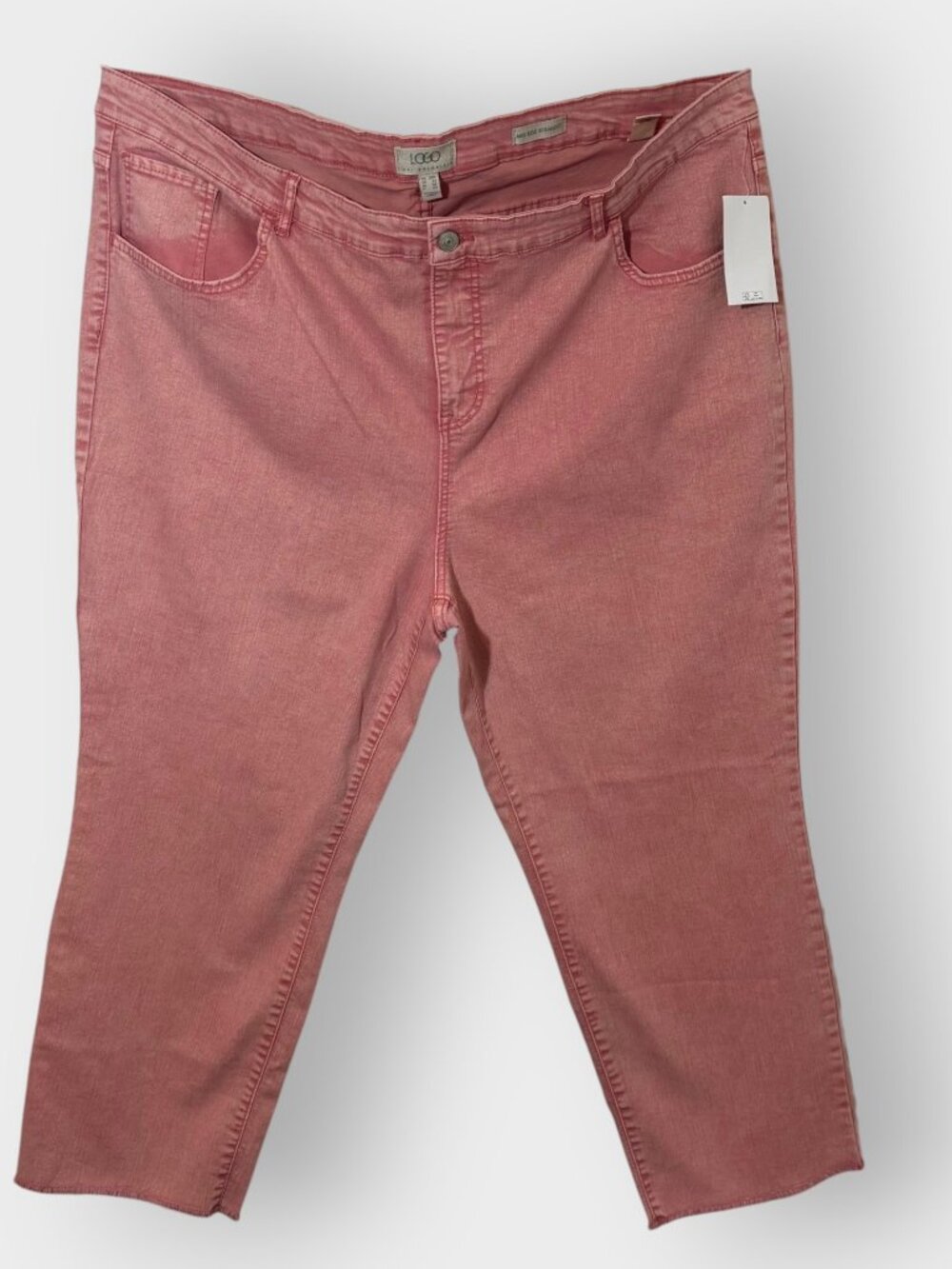 LOGO Lori Goldstein Sun Faded Ankle Jeans | 28W | Tea Rose | Mid Rise Straight
